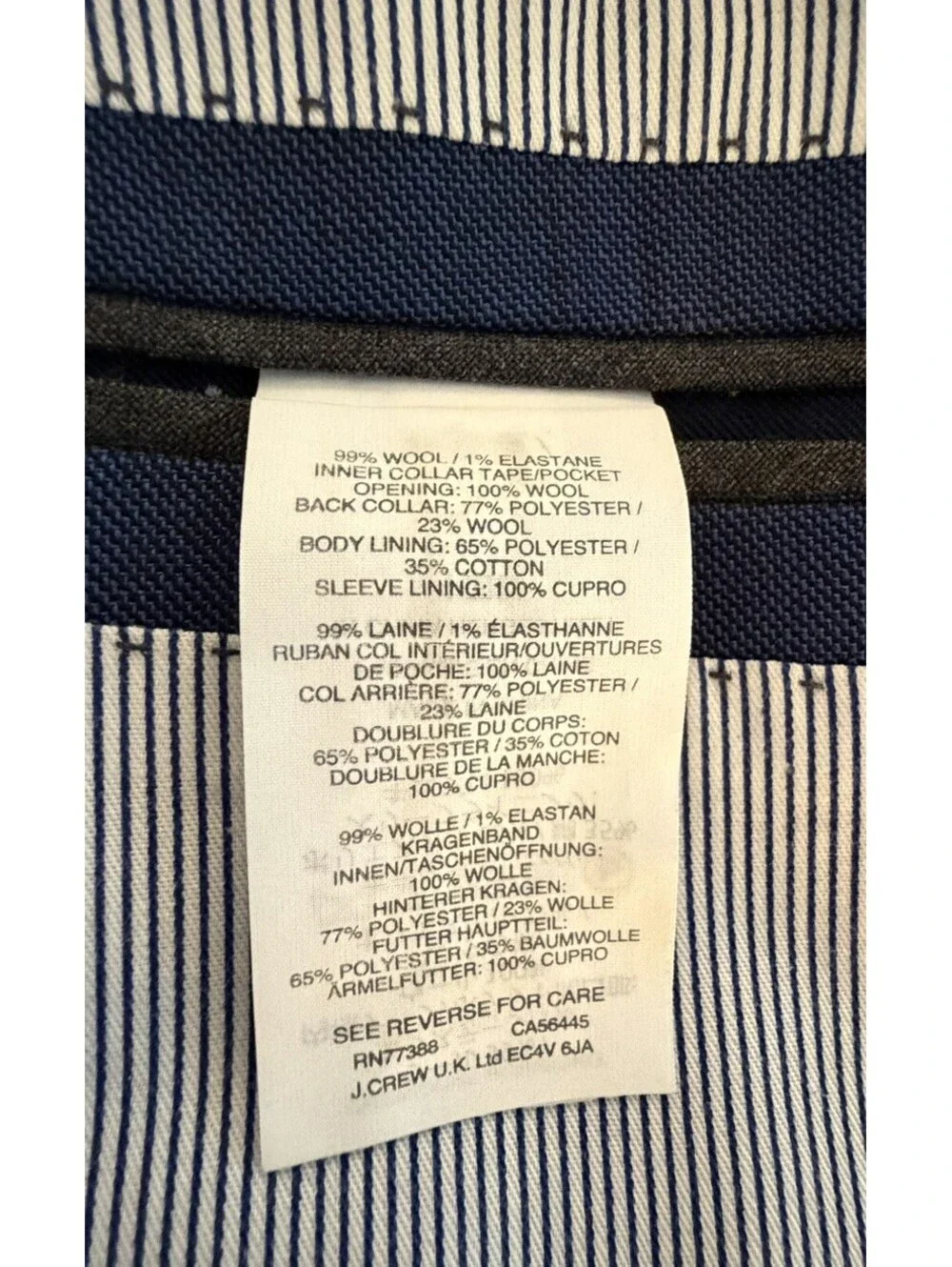 J Crew Ludlow Tollegno 1900 Italian Wool Jacket 42R Navy Sport Coat Blazer